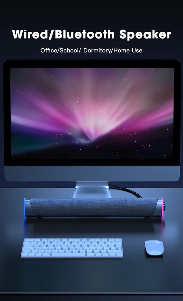 4D Computerhøjttaler Bar Stereolyd Subwoofer Bluetooth Højttaler Til Macbook Laptop Notebook PC Musikafspiller Kablet Højttaler Wired Version