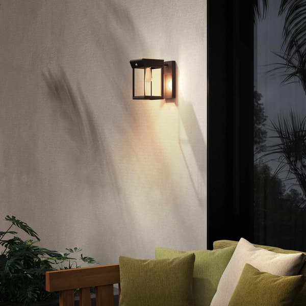 Havelampe med solcellepanel, udendørslampe, solcellelampe, stænksikker, bevægelsessensor, 14 cm x 24 cm x 24 cm, sort