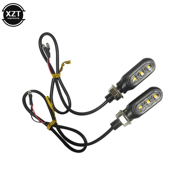 2 stk. universel 12V 3Led mini motorcykel LED blinklys blinklys rav kørelys tilbehør