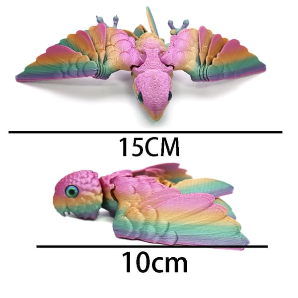 3D-tryckt rörlig papegojfigur - realistisk djurmodell för inredning och presenter för barnrum dazzling