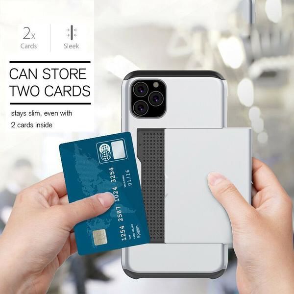 iPhone 11 Shockproof Cover with Card Compartment 5 Color Wallet Black Till iPhone 11 Svart