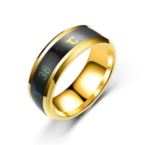 Mode Smart Induktion Temperatur Par Ring Display EKG Temperatur Lovers Ringe Smykker til mænd Kvinder Tilbehør Gaver E Ring Size 6