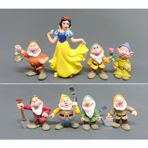 Snehvide og de syv dværge figurer dekorativt legetøj 8 stk sæt