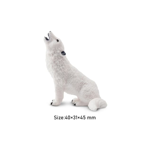 Howling Arctic Wolf Legetøjsfigur - Mini Polar Dyremodel til børn, kageindretning og gaver ML00105