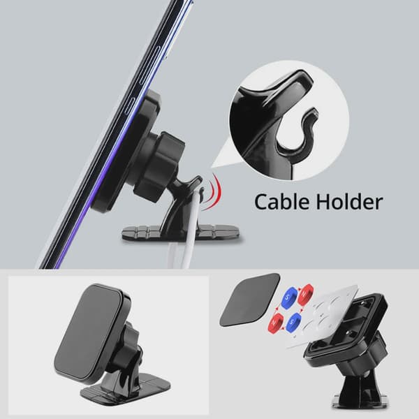 Magnetisk bilhållare för luftventil universal instrumentbräda stativ för iPhone Samsung Xiaomi Black