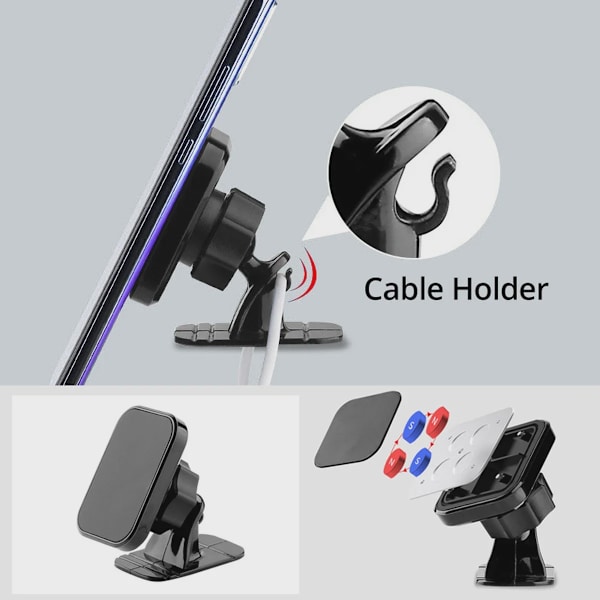 Magnetisk Bilholder Luftventilmontering Universal Dashboard Stander til iPhone Samsung Xiaomi Black