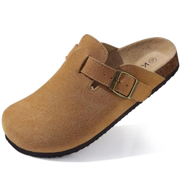 Eyriphy Läder Träskor Dam Träskor Kork Mules Bågstöd Cork Träskor Dam Tofflor Potatis Fotbädd Dam Sandal Halkskydd Träskor suede-Brown Shoe Size 36