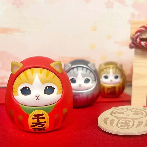 Kawaii Mofusand kattdockafigur - Lucky Damo Model Ornament Present för animefans och samlare Random1pcs
