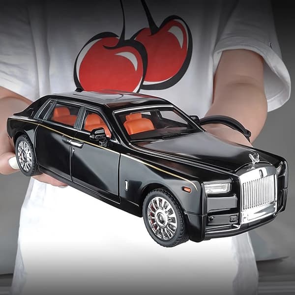 1:18 Rolls-Royce Phantom modelbil, zinklegering pull-back legetøjsstøbt bil med lyd og lys, realistisk modelleringsmodel legetøj111 black with box