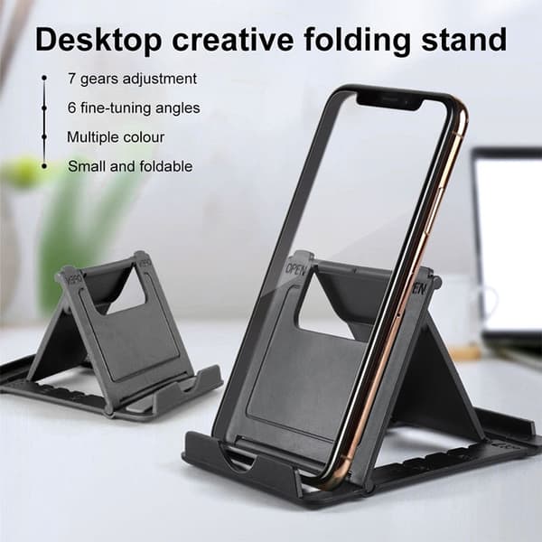 Mini justerbart bärbart universellt hopfällbart plaststativ för telefon och surfplatta för iPad iPhone Samsung Xiaomi Yellow