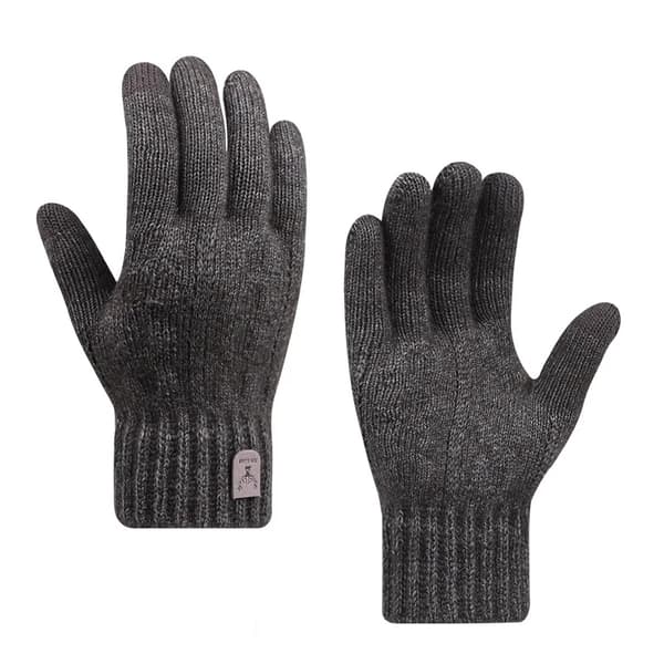 Vinterhandskar med pekskärm för män - förtjockad sammet och ull stickad för kallt väder LIGHT GRAY