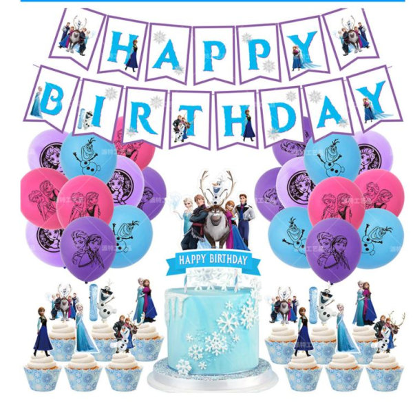 Frozen Barnkalas Balloonbåge - Tillykke med fødselsdagen