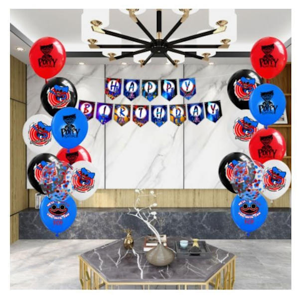 Poppy huggy wuggy barnkalas Ballongbåge -Happy Birthday