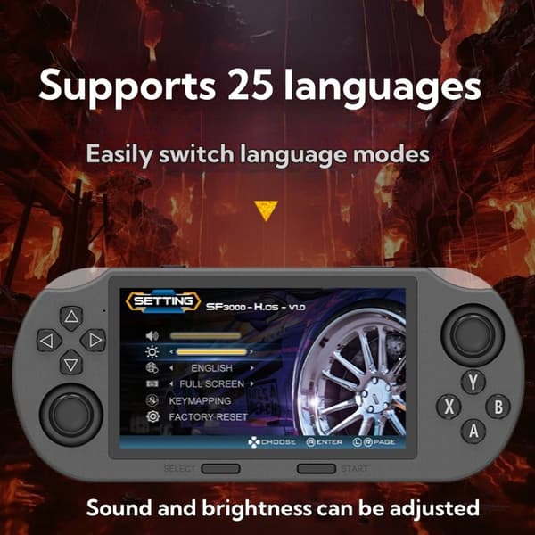 SF3000 Retro Handheld Video Game Console Linux System 4,5 tuuman 854*480 IPS-näyttö 3000mAh kannettava taskuvideosoitin pelit Black 64GB