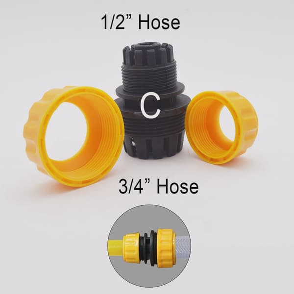Havetilbehør Udendørs 3/4 Haveslangeadapter til bil Lynkobling Reparationsslangeforbindelse Haneforbindelse Rørfittings 1/2 Three Nipple (G)