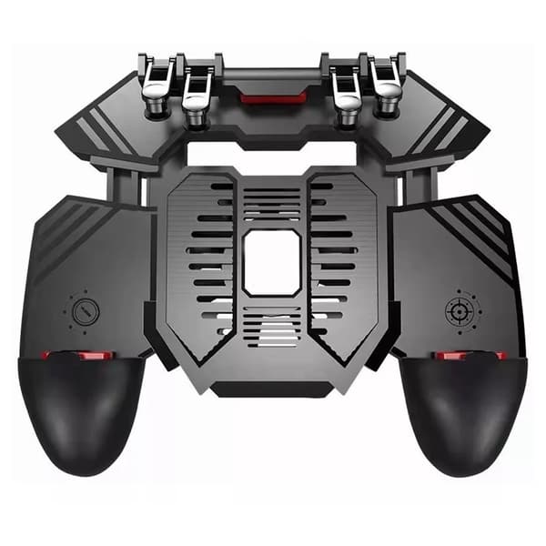 AK77 Seksfingers Gamepad Mobil Controller 6 Fingers Med Ventilator Til iPhone Android Shooter Triggers Fire Joystick Gamepad black