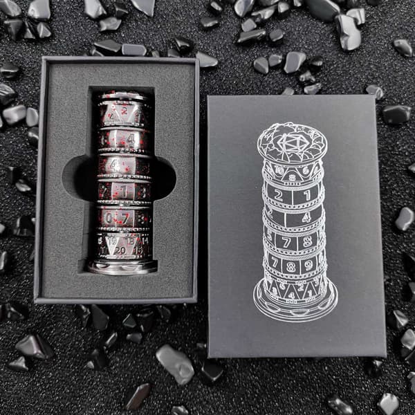 7-i-1 Mekanisk Spinning Roulette DND Terningtårne Kompas til RPG Rollespil COC Group Cthulhu Multifunktionelt spil Prop Blood Red-Dice Tower