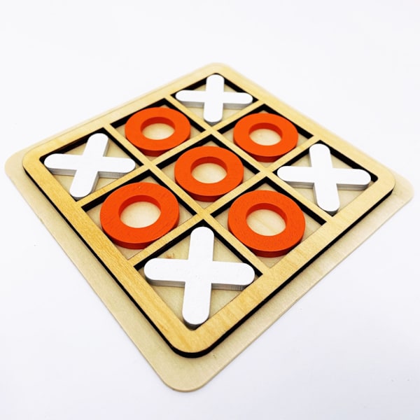 Tic Tac Toe-brädspel i massivt trä - perfekt för familjekul och trädgårdsunderhållning Orange