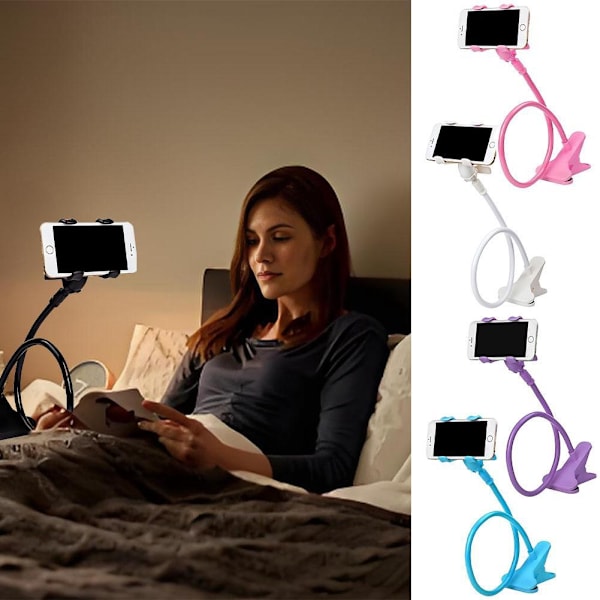 Lazy Desktop Bedside Clip Phone Holder Fleksibel Lang Armholder til Smartphone E