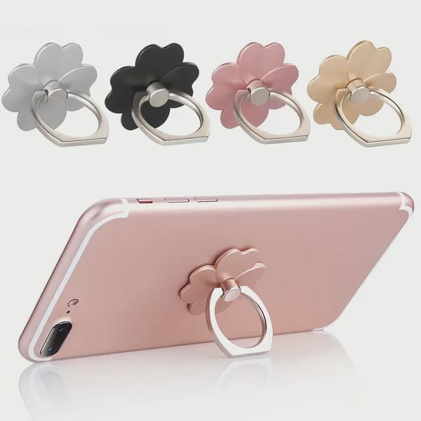 Fallsäker 360° roterande metalltelefonstativ magnetisk bilmontering vikbar fingerhållare black