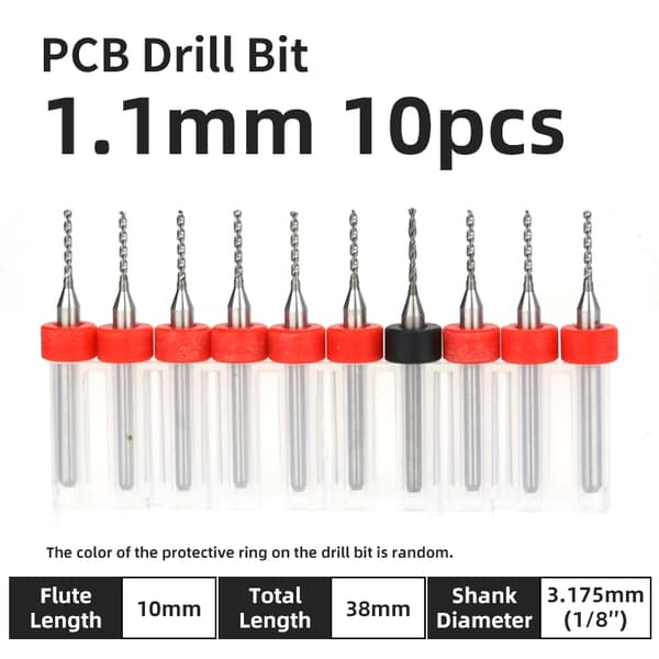 LUFEICNC 10-delars 0,1-3,175 mm kretskortsborr Mikroborr 1/8" fast skaft Kretskort Mini PCB 0.1-1.0 mm 10 pcs