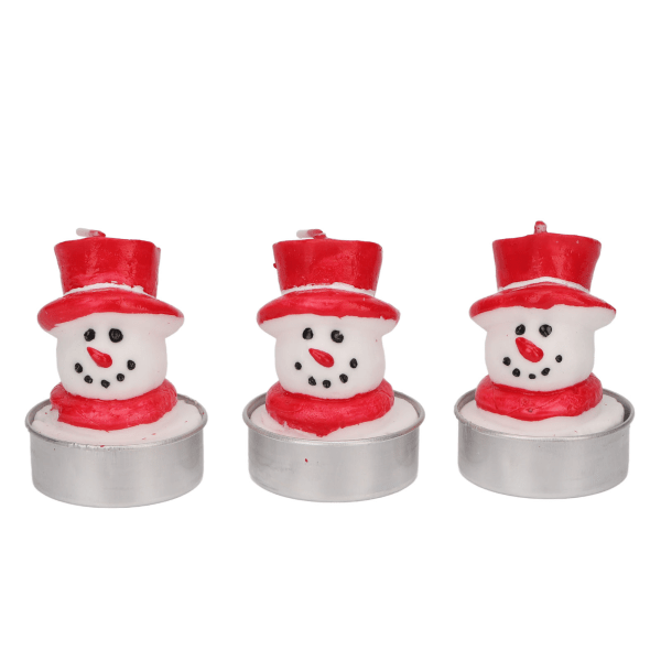 3 stk Snemand dekorative stearinlys paraffinvoks røgfri sød jule snemand stearinlys sæt til romantisk hjem dekoration