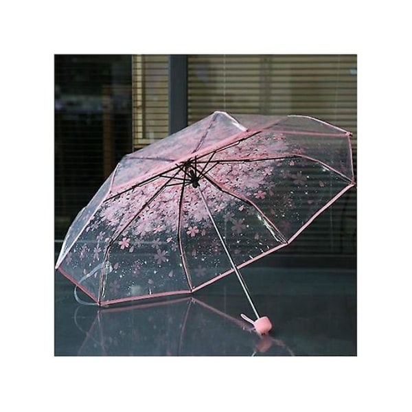UV-suojattu aurinko/läpinäkyvä 3-taittuva sateenvarjo