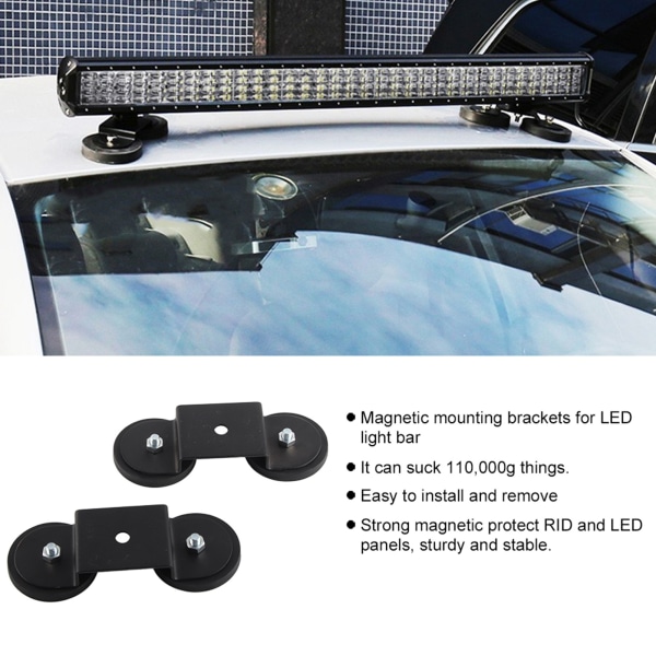 Universal Magnetic Light Bar Monteringsfäste Svart Hållare Sucker för bil SUV