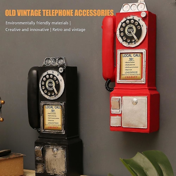Vintage telefonmodell retro väggmonterad telefondekoration Dial Fastline A3w Red and black
