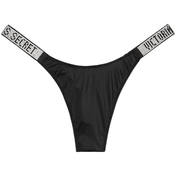 Shine Strap Thong Underkläder för kvinnor, mycket sexig kollektion Black ny version Black XS