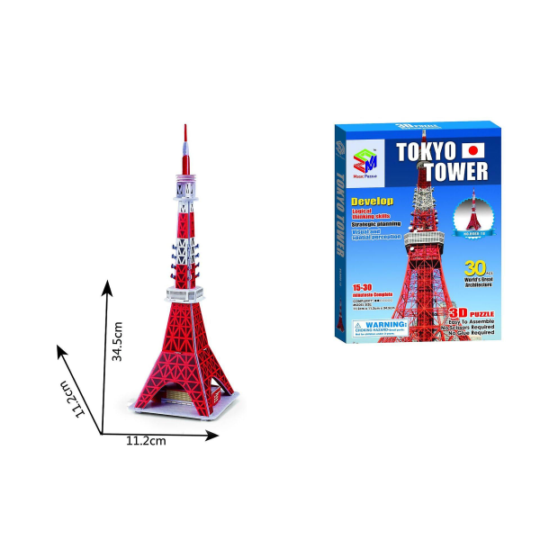 Världsberömd arkitektonisk modell kartong 3d tredimensionellt pussel för barn Kreativa gör-det-själv sammansatta leksaker Tokyo Tower