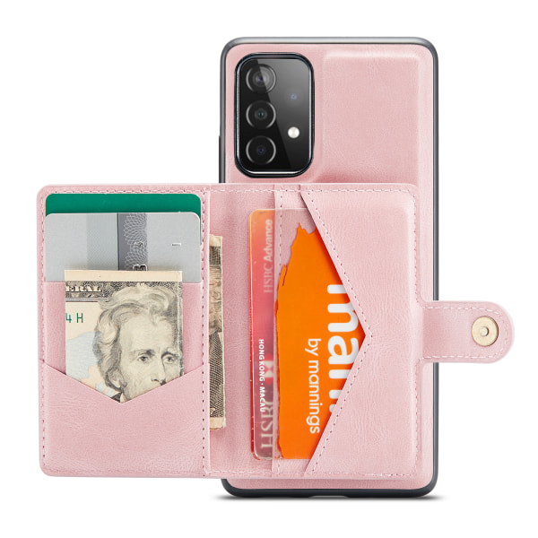 Avtagbart Kickstand Plånboksfodral Skal för Samsung A52s 5G Rosa
