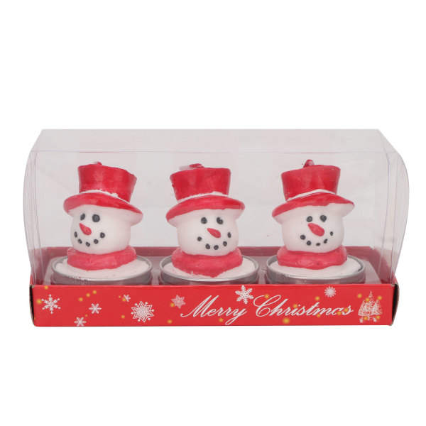 3 stk Snemand dekorative stearinlys paraffinvoks røgfri sød jule snemand stearinlys sæt til romantisk hjem dekoration