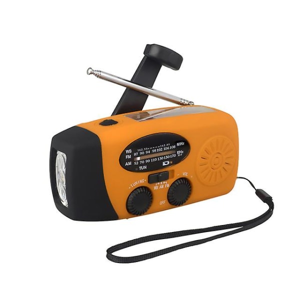 Hätäradio käsikammen aurinkosääradio 1200mah Am / Fm / Noaa hätäsääradio Kannettava Powerk aurinkolataus Orange