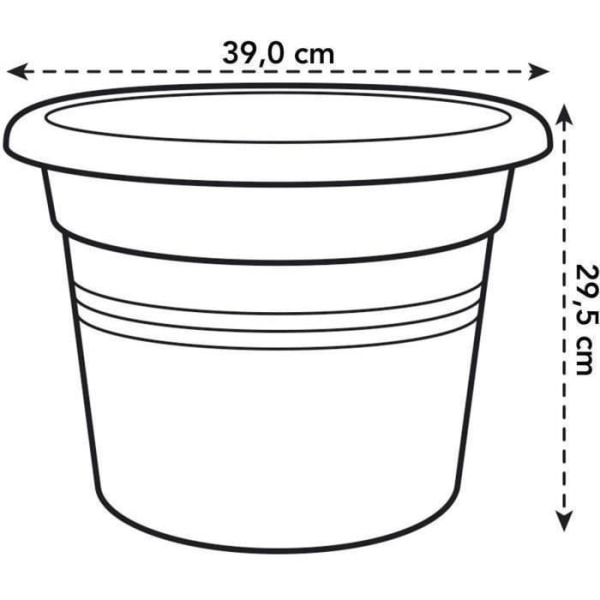 Rund blomkruka GRÖN BASICS - Plast - Ø40 - Svart