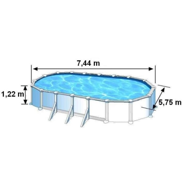 GRE Fidji oval simbassäng 730x375 cm h120 cm - Grå