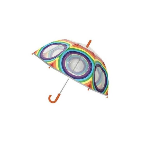SMATI Transparent klockparaply för barn - Fluorescerande kant - Vindtät - 8 fiberribbor (Rainbow)