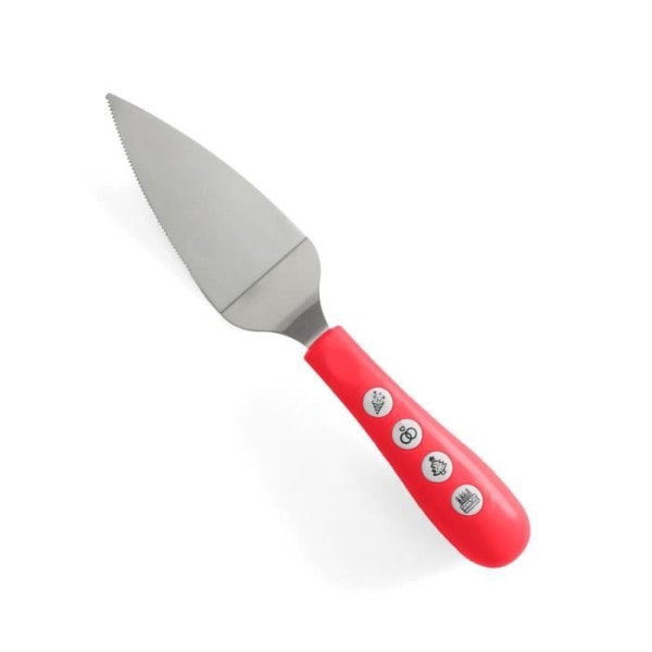 Röd kakskärare. Musikalisk tårtkniv. Material: ABS och rostfritt stål. Mått: 6 x 32 cm - FISURA