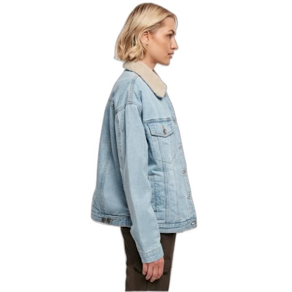 Urban Classics GT Dam Oversized Sherpa Collar jeansjacka - ljusblå - 2XL Ljusblå XXL
