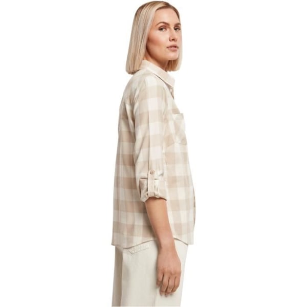 Urban Classics Turnup flannel skjorte til kvinder - hvid - 3XL Vit XXXXXL