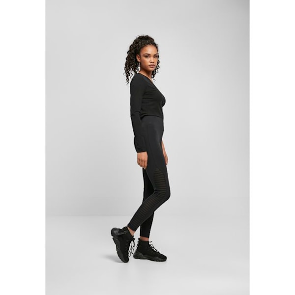 Leggings til kvinder - Urban Classics - Biker Tech - Høj talje - Gennemsigtig mesh - Behagelig svart XS