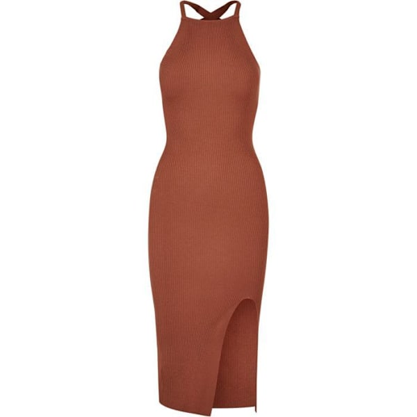 Urban Classics Damer - Midi Rib Strik Robe Brun XXXL