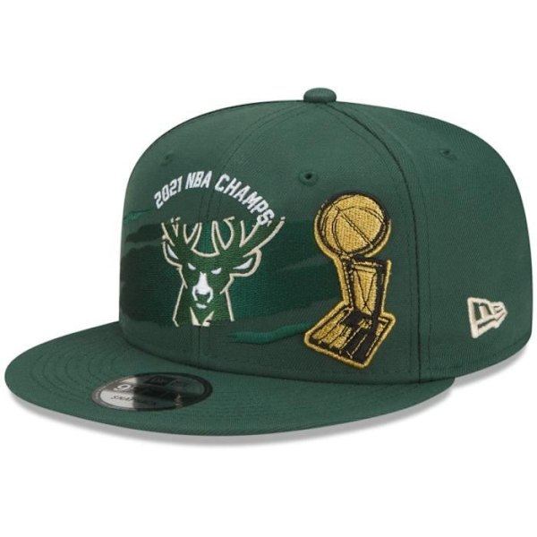 Snapback-keps New Era 9Fifty Milwaukee Bucks Mästare 2021 - Vit och Grön - Vuxen Man - Sommar Sportkläder Grönt och vitt