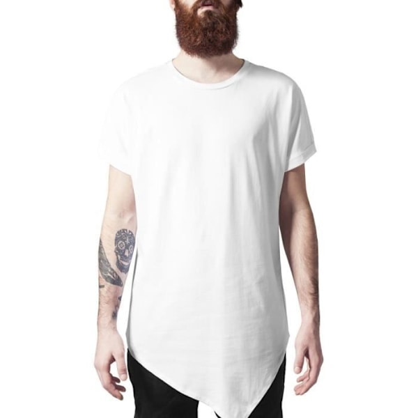 T-shirt lång - Urban Classics - ASYMETRISK - Vit - 100% bomull - Långa ärmar Vit jag