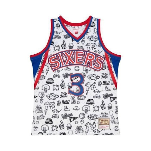 Maillot - Philadelphia 76ers - Allen Iverson - Doodle Swingman 1996 - Hvid - Voksen Vit XL