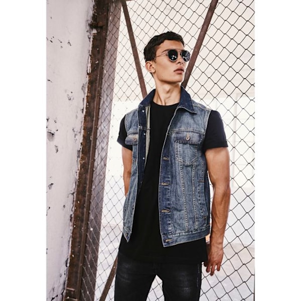 Farkkutakki - URBAN CLASSICS - Liivi ilman hihoja - Väri sininen - Unisex - 100% puuvillaa svart XL