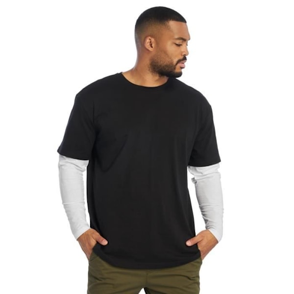 Urban Classics Miehet Pitkähihainen T-Paita Yli-ihanteellinen Muotoiltu Kaksoiskerroksinen Svart - 665943 XXL