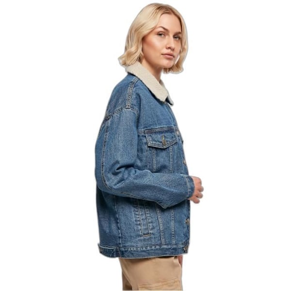 Urban Classics GT damoversized jeansjacka i sherpakrage - blå Blå XXL