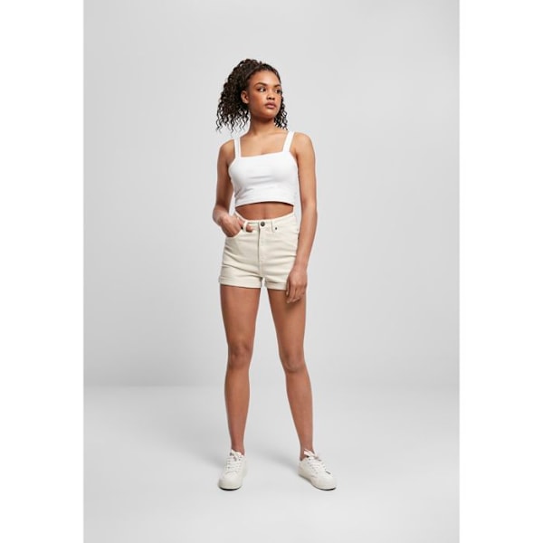 Jeansshorts dam - Urban Classics - 5 fickor - Hög midja - Sliten stil - Stretchdenim Vit 29
