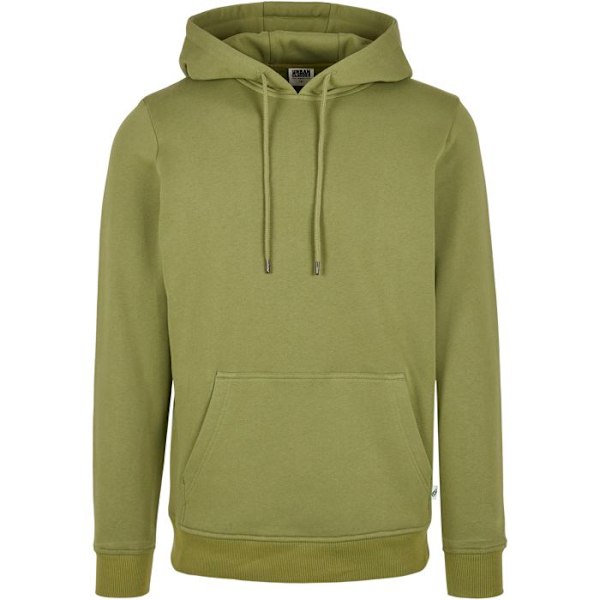 Sweatshirt med hætte - Urban Classics - Basis - Økologisk bomuld - Kængurulomme - Oliven grøn olivgrön M